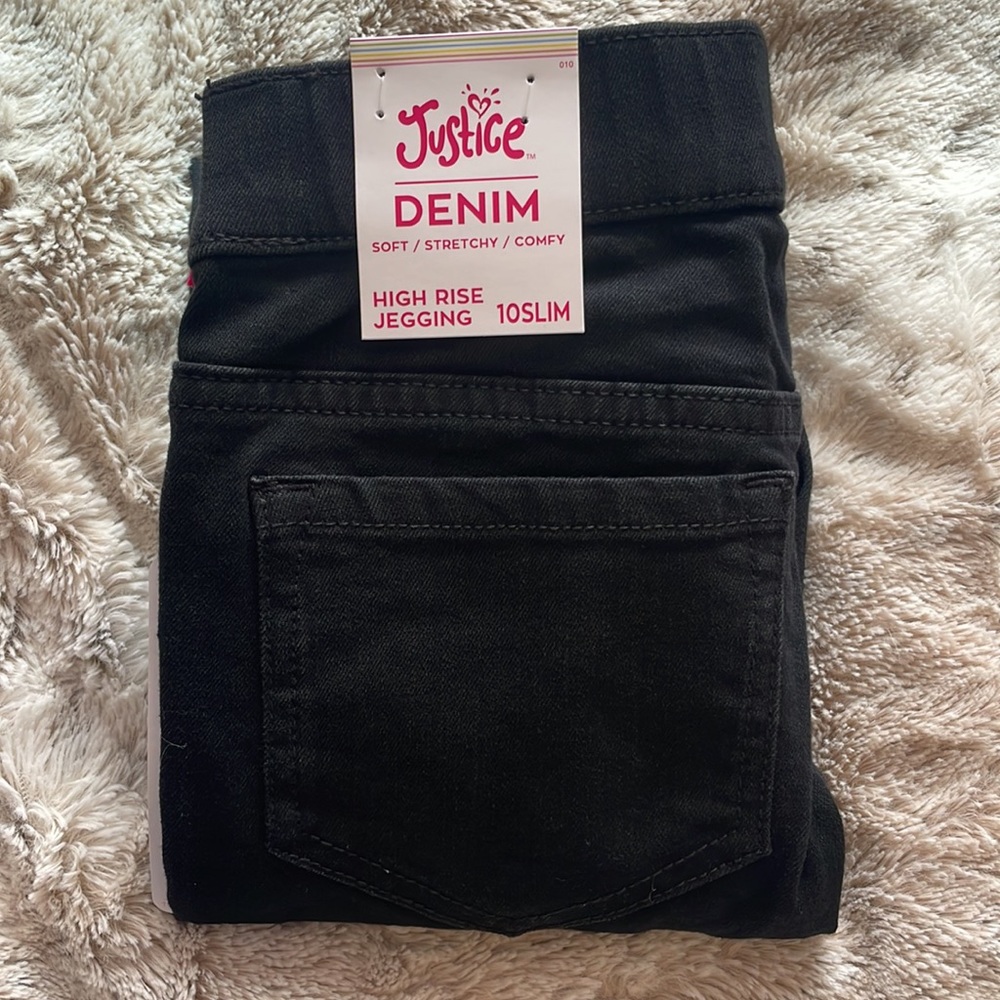 Justice sz 10 SLIM black jeans NEW with tags